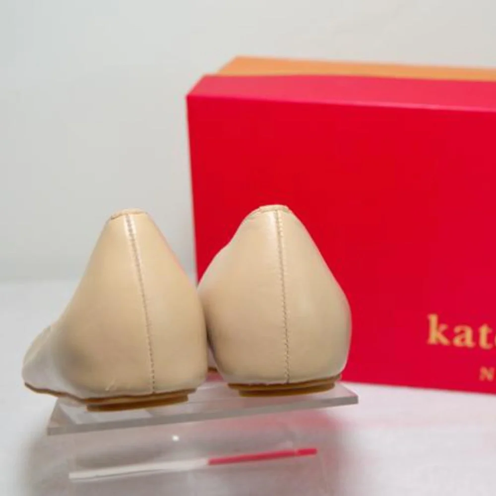 Kate Spade Nude New Gold Glitter Cap Toe Ballet Flats 🏷️ NWT
